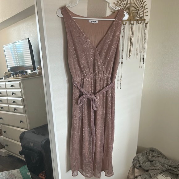 BB Dakota Love To Love You Pink Metallic Midi Cocktail Dress - Picture 3 of 13